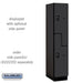 Salsbury 15" Wide Double Tier 'S' Style Designer Wood Locker - 1 Wide - 6 Feet High - 21 Inches Deep - Black - Black Resettable Combination Locks - Sweatfully