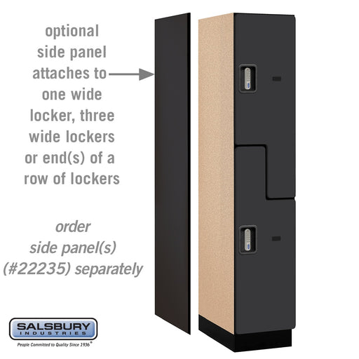 Salsbury 15" Wide Double Tier 'S' Style Designer Wood Locker - 1 Wide - 6 Feet High - 21 Inches Deep - Black - Silver Electronic Locks - Sweatfully