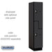 Salsbury 15" Wide Double Tier 'S' Style Designer Wood Locker - 1 Wide - 6 Feet High - 21 Inches Deep - Black - Silver Resettable Combination Locks - Sweatfully