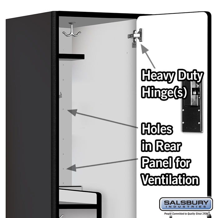 Salsbury 15" Wide Double Tier 'S' Style Designer Wood Locker - 1 Wide - 6 Feet High - 21 Inches Deep - Black - Hasps - Sweatfully