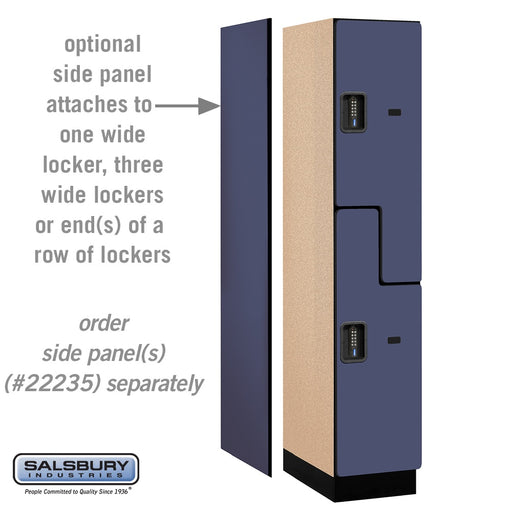 Salsbury 15" Wide Double Tier 'S' Style Designer Wood Locker - 1 Wide - 6 Feet High - 21 Inches Deep - Blue - Black Electronic Locks - Sweatfully