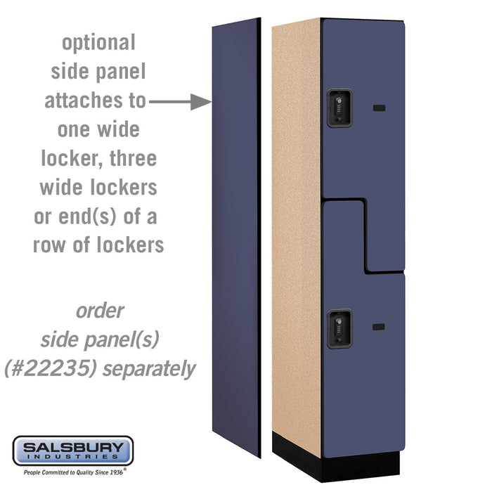 Salsbury 15" Wide Double Tier 'S' Style Designer Wood Locker - 1 Wide - 6 Feet High - 21 Inches Deep - Blue - Black Resettable Combination Locks - Sweatfully