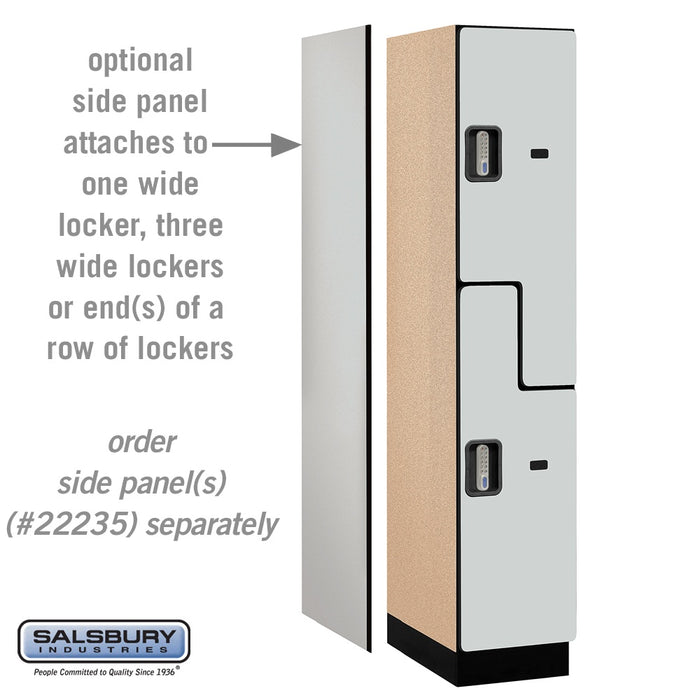 Salsbury 15" Wide Double Tier 'S' Style Designer Wood Locker - 1 Wide - 6 Feet High - 21 Inches Deep - Gray - Silver Electronic Locks - Sweatfully