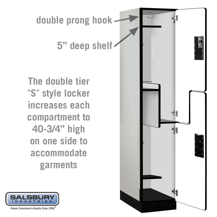 Salsbury 15" Wide Double Tier 'S' Style Designer Wood Locker - 1 Wide - 6 Feet High - 21 Inches Deep - Gray - Hasps - Sweatfully