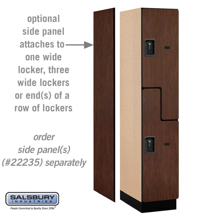 Salsbury 15" Wide Double Tier 'S' Style Designer Wood Locker - 1 Wide - 6 Feet High - 21 Inches Deep - Mahogany - Black Resettable Combination Locks - Sweatfully