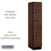 Salsbury 15" Wide Double Tier 'S' Style Designer Wood Locker - 1 Wide - 6 Feet High - 21 Inches Deep - Mahogany - Silver Resettable Combination Locks - Sweatfully