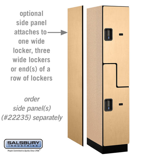 Salsbury 15" Wide Double Tier 'S' Style Designer Wood Locker - 1 Wide - 6 Feet High - 21 Inches Deep - Maple - Black Electronic Locks - Sweatfully