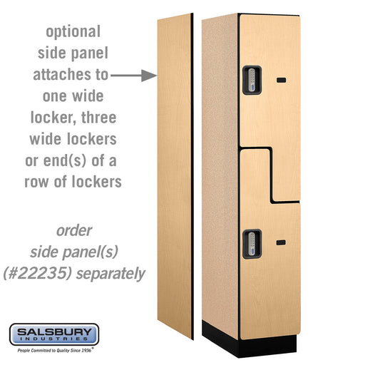Salsbury 15" Wide Double Tier 'S' Style Designer Wood Locker - 1 Wide - 6 Feet High - 21 Inches Deep - Maple - Silver Electronic Locks - Sweatfully
