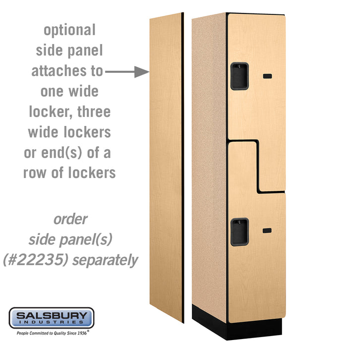 Salsbury 15" Wide Double Tier 'S' Style Designer Wood Locker - 1 Wide - 6 Feet High - 21 Inches Deep - Maple - Hasps - Sweatfully