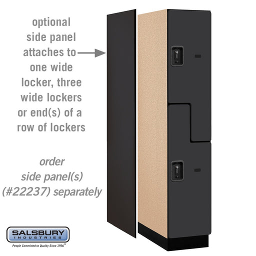 Salsbury 15" Wide Double Tier 'S' Style Designer Wood Locker - 1 Wide - 6 Feet High - 24 Inches Deep - Black - Black Resettable Combination Locks - Sweatfully