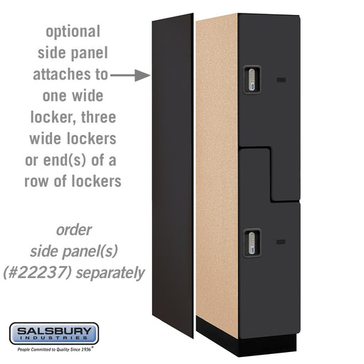 Salsbury 15" Wide Double Tier 'S' Style Designer Wood Locker - 1 Wide - 6 Feet High - 24 Inches Deep - Black - Silver Electronic Locks - Sweatfully