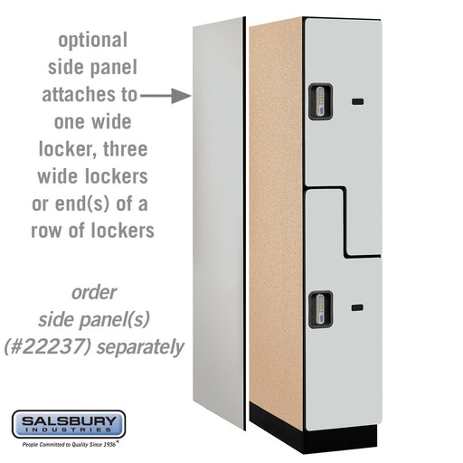 Salsbury 15" Wide Double Tier 'S' Style Designer Wood Locker - 1 Wide - 6 Feet High - 24 Inches Deep - Gray - Silver Electronic Locks - Sweatfully
