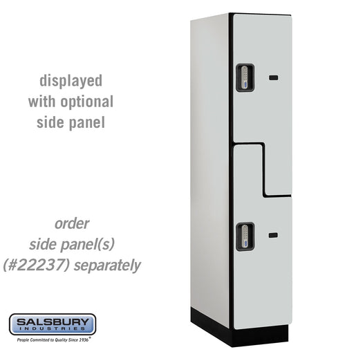 Salsbury 15" Wide Double Tier 'S' Style Designer Wood Locker - 1 Wide - 6 Feet High - 24 Inches Deep - Gray - Silver Electronic Locks - Sweatfully