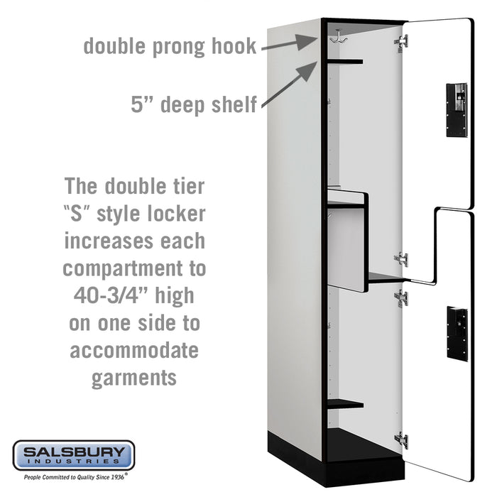 Salsbury 15" Wide Double Tier 'S' Style Designer Wood Locker - 1 Wide - 6 Feet High - 24 Inches Deep - Gray - Hasps - Sweatfully