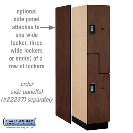 Salsbury 15" Wide Double Tier 'S' Style Designer Wood Locker - 1 Wide - 6 Feet High - 24 Inches Deep - Mahogany - Silver Resettable Combination Locks - Sweatfully