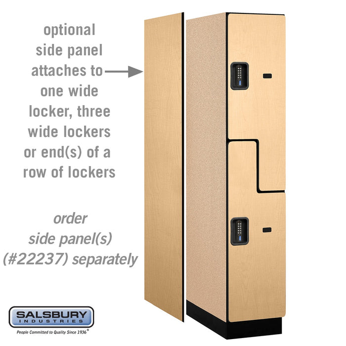 Salsbury 15" Wide Double Tier 'S' Style Designer Wood Locker - 1 Wide - 6 Feet High - 24 Inches Deep - Maple - Black Electronic Locks - Sweatfully