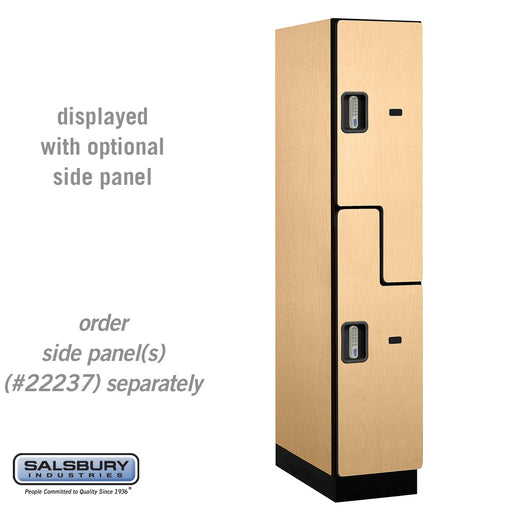 Salsbury 15" Wide Double Tier 'S' Style Designer Wood Locker - 1 Wide - 6 Feet High - 24 Inches Deep - Maple - Silver Electronic Locks - Sweatfully