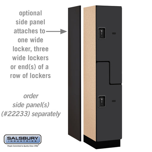 Salsbury 15" Wide Double Tier 'S' Style Designer Wood Locker - 1 Wide - 6 Feet High - 18 Inches Deep - Black - Black Resettable Combination Locks - Sweatfully