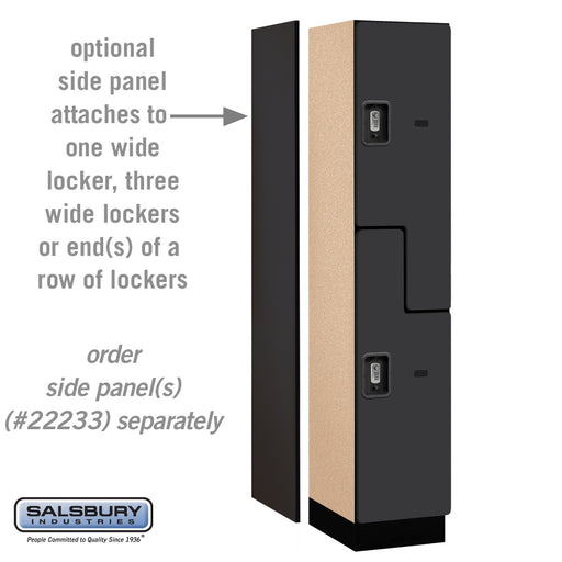 Salsbury 15" Wide Double Tier 'S' Style Designer Wood Locker - 1 Wide - 6 Feet High - 18 Inches Deep - Black - Silver Resettable Combination Locks - Sweatfully