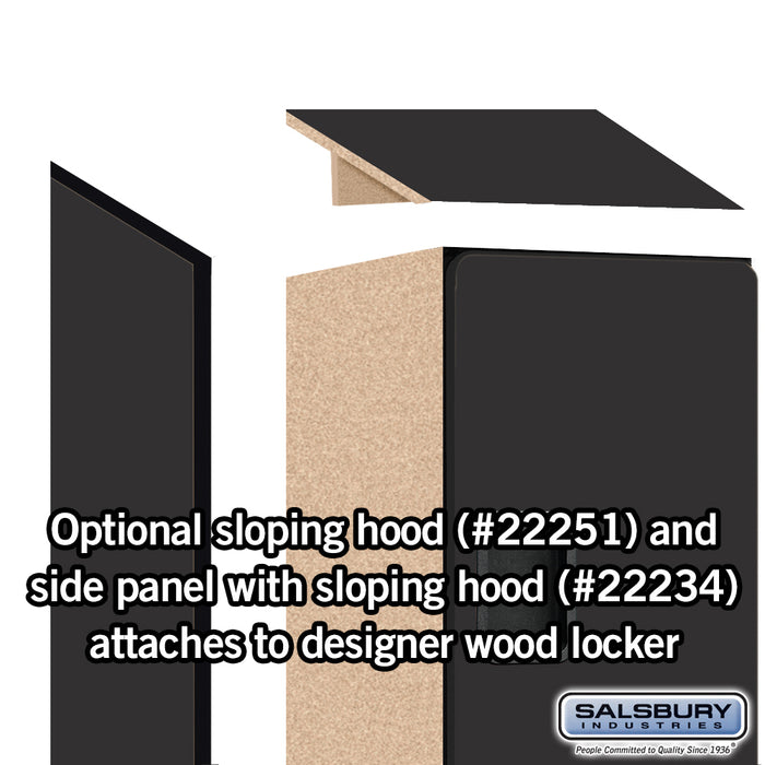 Salsbury 15" Wide Double Tier 'S' Style Designer Wood Locker - 1 Wide - 6 Feet High - 18 Inches Deep - Black - Hasps - Sweatfully
