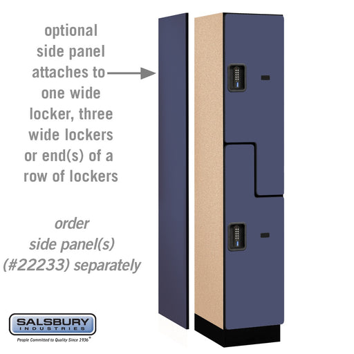 Salsbury 15" Wide Double Tier 'S' Style Designer Wood Locker - 1 Wide - 6 Feet High - 18 Inches Deep - Blue - Black Electronic Locks - Sweatfully