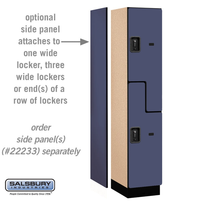 Salsbury 15" Wide Double Tier 'S' Style Designer Wood Locker - 1 Wide - 6 Feet High - 18 Inches Deep - Blue - Black Resettable Combination Locks - Sweatfully