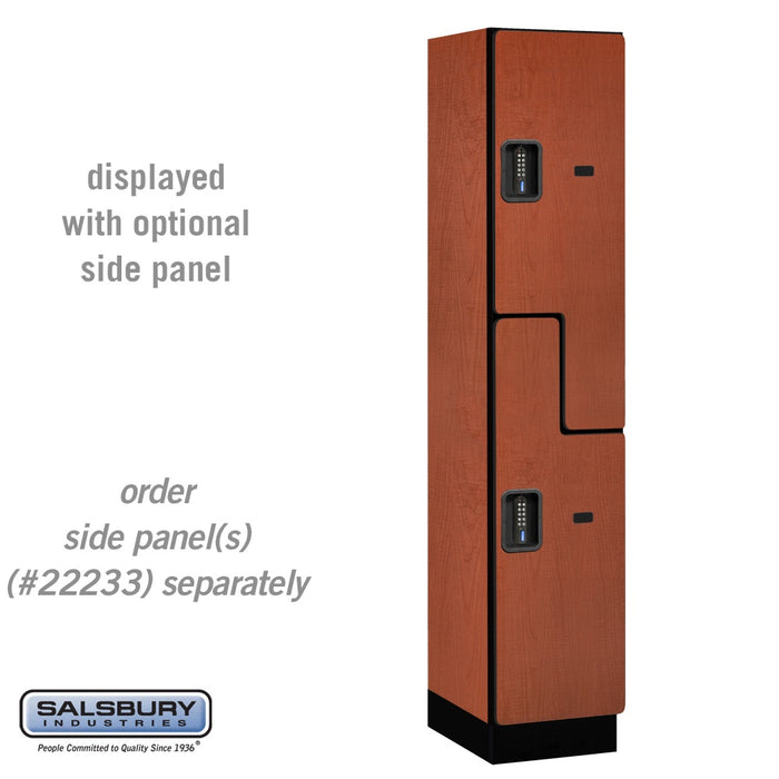 Salsbury 15" Wide Double Tier 'S' Style Designer Wood Locker - 1 Wide - 6 Feet High - 18 Inches Deep - Cherry - Black Electronic Locks - Sweatfully