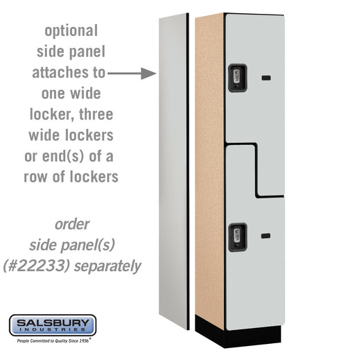 Salsbury 15" Wide Double Tier 'S' Style Designer Wood Locker - 1 Wide - 6 Feet High - 18 Inches Deep - Gray - Silver Resettable Combination Locks - Sweatfully