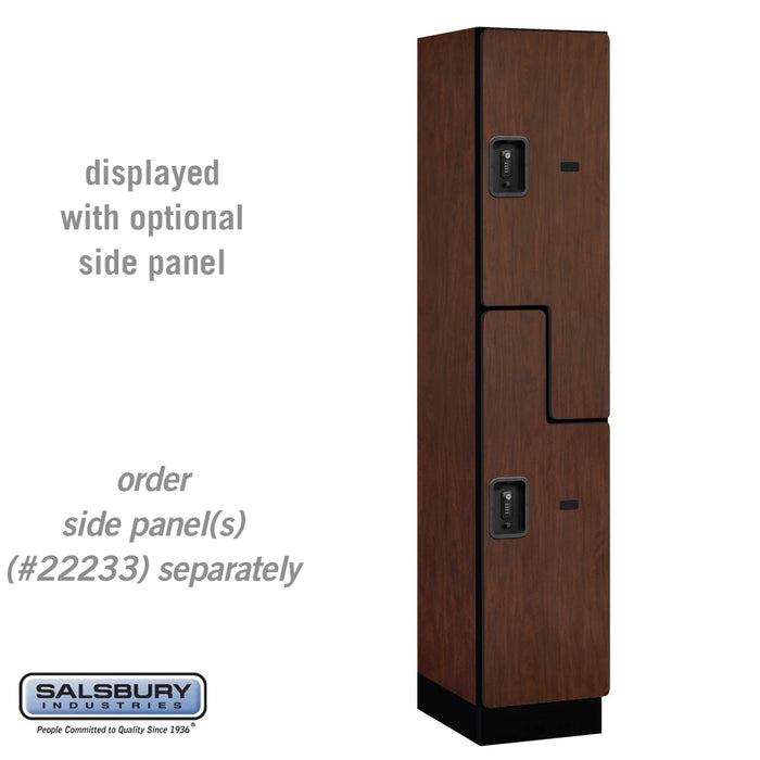 Salsbury 15" Wide Double Tier 'S' Style Designer Wood Locker - 1 Wide - 6 Feet High - 18 Inches Deep - Mahogany - Black Resettable Combination Locks - Sweatfully