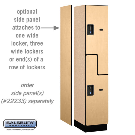 Salsbury 15" Wide Double Tier 'S' Style Designer Wood Locker - 1 Wide - 6 Feet High - 18 Inches Deep - Maple - Black Electronic Locks - Sweatfully