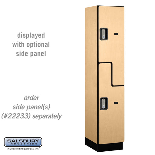 Salsbury 15" Wide Double Tier 'S' Style Designer Wood Locker - 1 Wide - 6 Feet High - 18 Inches Deep - Maple - Silver Electronic Locks - Sweatfully
