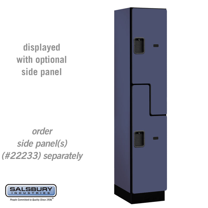 Salsbury 15" Wide Double Tier 'S' Style Designer Wood Locker - 1 Wide - 6 Feet High - 18 Inches Deep - Blue - Hasps - Sweatfully