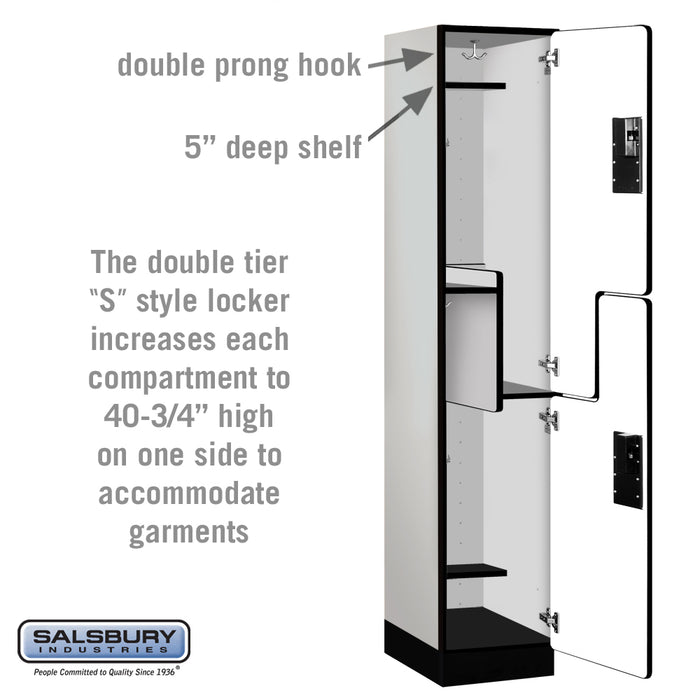 Salsbury 15" Wide Double Tier 'S' Style Designer Wood Locker - 1 Wide - 6 Feet High - 18 Inches Deep - Gray - Hasps - Sweatfully