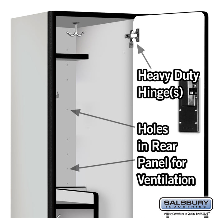 Salsbury 15" Wide Double Tier 'S' Style Designer Wood Locker - 1 Wide - 6 Feet High - 18 Inches Deep - Gray - Hasps - Sweatfully