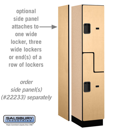Salsbury 15" Wide Double Tier 'S' Style Designer Wood Locker - 1 Wide - 6 Feet High - 18 Inches Deep - Maple - Hasps - Sweatfully