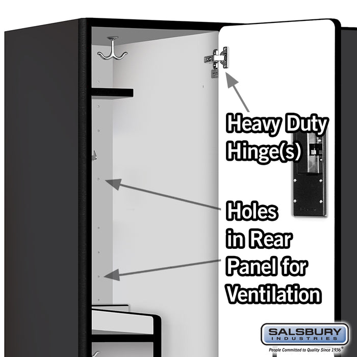 Salsbury 15" Wide Double Tier 'S' Style Designer Wood Locker - 3 Wide - 6 Feet High - 21 Inches Deep - Black - Hasps - Sweatfully