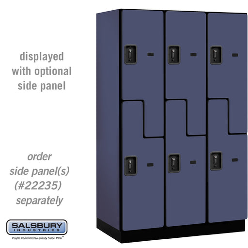 Salsbury 15" Wide Double Tier 'S' Style Designer Wood Locker - 3 Wide - 6 Feet High - 21 Inches Deep - Blue - Black Resettable Combination Locks - Sweatfully