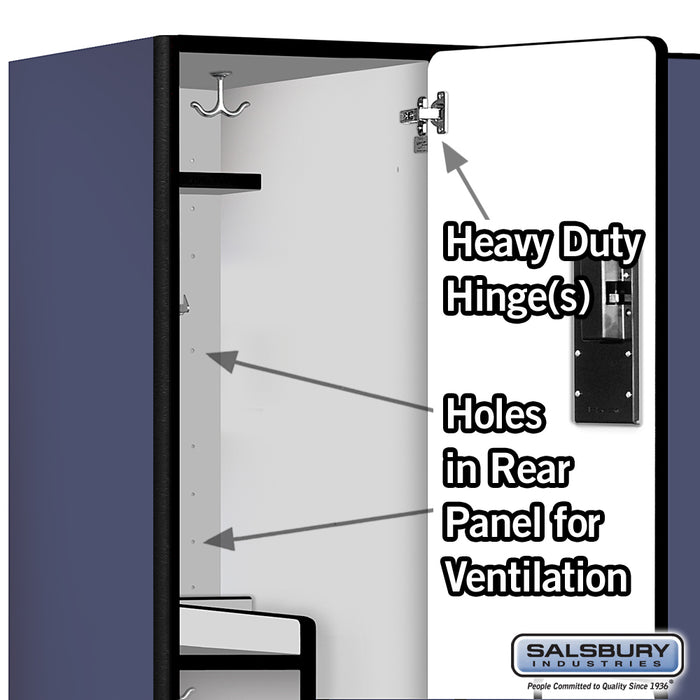 Salsbury 15" Wide Double Tier 'S' Style Designer Wood Locker - 3 Wide - 6 Feet High - 21 Inches Deep - Blue - Hasps - Sweatfully