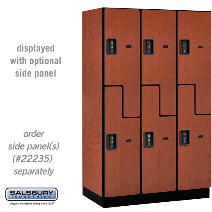 Salsbury 15" Wide Double Tier 'S' Style Designer Wood Locker - 3 Wide - 6 Feet High - 21 Inches Deep - Cherry - Black Electronic Locks - Sweatfully