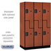 Salsbury 15" Wide Double Tier 'S' Style Designer Wood Locker - 3 Wide - 6 Feet High - 21 Inches Deep - Cherry - Black Electronic Locks - Sweatfully