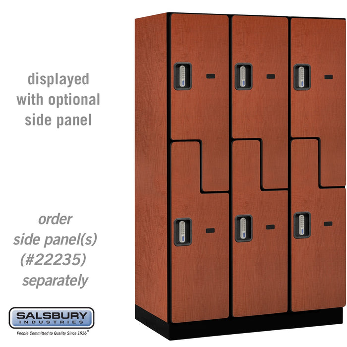 Salsbury 15" Wide Double Tier 'S' Style Designer Wood Locker - 3 Wide - 6 Feet High - 21 Inches Deep - Cherry - Silver Electronic Locks - Sweatfully
