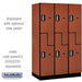 Salsbury 15" Wide Double Tier 'S' Style Designer Wood Locker - 3 Wide - 6 Feet High - 21 Inches Deep - Cherry - Silver Electronic Locks - Sweatfully