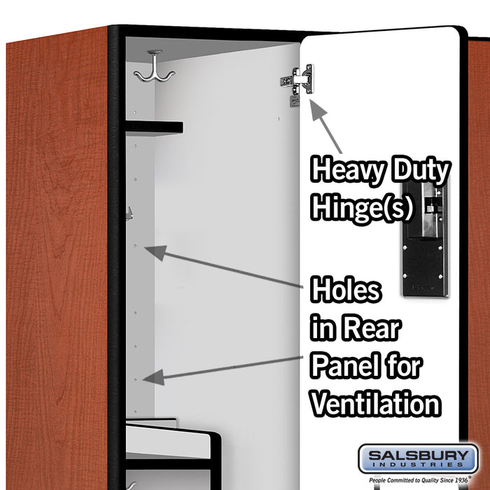 Salsbury 15" Wide Double Tier 'S' Style Designer Wood Locker - 3 Wide - 6 Feet High - 21 Inches Deep - Cherry - Hasps - Sweatfully