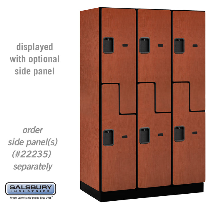 Salsbury 15" Wide Double Tier 'S' Style Designer Wood Locker - 3 Wide - 6 Feet High - 21 Inches Deep - Cherry - Hasps - Sweatfully