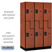 Salsbury 15" Wide Double Tier 'S' Style Designer Wood Locker - 3 Wide - 6 Feet High - 21 Inches Deep - Cherry - Hasps - Sweatfully