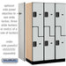 Salsbury 15" Wide Double Tier 'S' Style Designer Wood Locker - 3 Wide - 6 Feet High - 21 Inches Deep - Gray - Black Electronic Locks - Sweatfully
