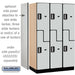 Salsbury 15" Wide Double Tier 'S' Style Designer Wood Locker - 3 Wide - 6 Feet High - 21 Inches Deep - Gray - Silver Electronic Locks - Sweatfully