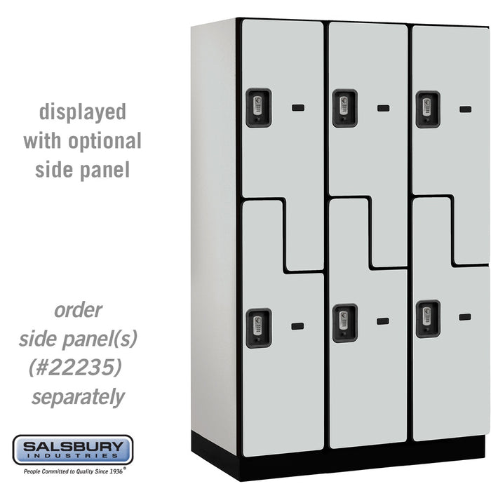 Salsbury 15" Wide Double Tier 'S' Style Designer Wood Locker - 3 Wide - 6 Feet High - 21 Inches Deep - Gray - Silver Resettable Combination Locks - Sweatfully