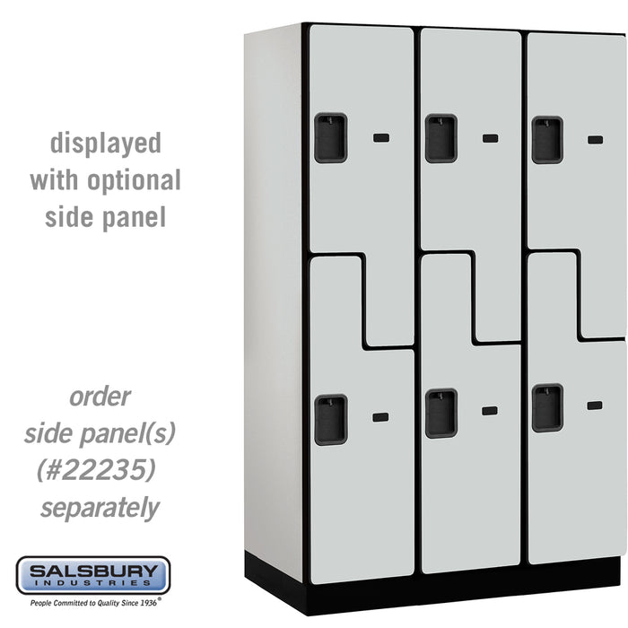 Salsbury 15" Wide Double Tier 'S' Style Designer Wood Locker - 3 Wide - 6 Feet High - 21 Inches Deep - Gray - Hasps - Sweatfully