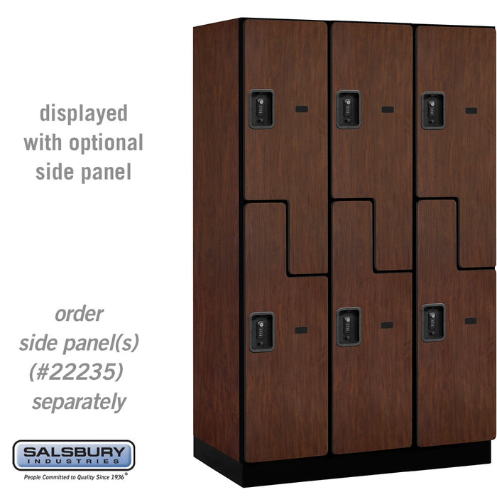 Salsbury 15" Wide Double Tier 'S' Style Designer Wood Locker - 3 Wide - 6 Feet High - 21 Inches Deep - Mahogany - Black Resettable Combination Locks - Sweatfully
